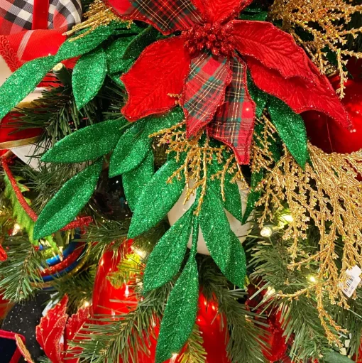 Holiday Green Bay Leaf Glitter Spray