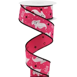 Hot Pink Boo Ghost Ribbon, 1.5" X 10YD