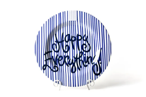 Indigo Skinny Stripe Big Round Platter by Happy Everything!