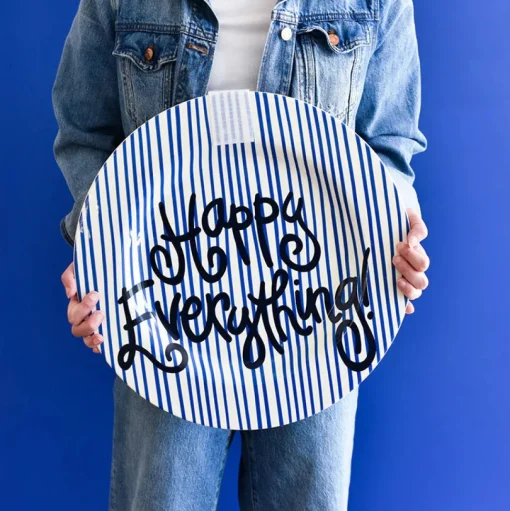 Indigo Skinny Stripe Big Round Platter by Happy Everything!