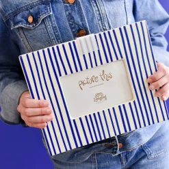 Indigo Skinny Stripe Mini Rectangle Frame by Happy Everything!