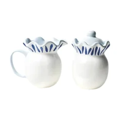 Iris Blue Drop Ruffle Cream and Sugar Set