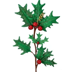 Large Glitter Holly Spray