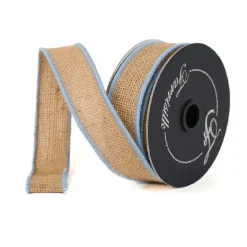 Light Blue Accent Burlap Ribbon, 1" X 10YD