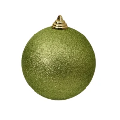 Lime Green Glitter Ball Ornament, 6"