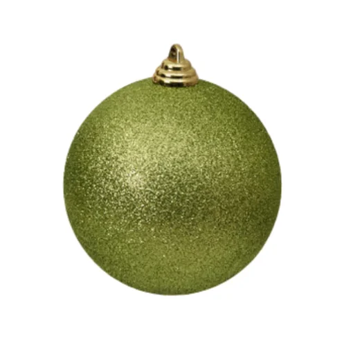 Lime Green Glitter Ball Ornament, 6"