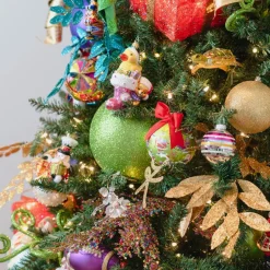 Lime Green Glitter Ball Ornament, 6"