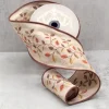 Linen Embroidered Fall Leaves Ribbon, 4" X 10YD