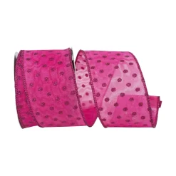 Mesh Deluxe Glitter Dot Hot Pink Ribbon, 2.5" X 10YD