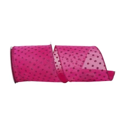 Mesh Deluxe Glitter Dot Hot Pink Ribbon, 4" X 5YD