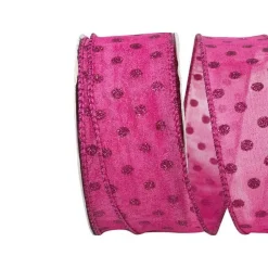 Mesh Deluxe Glitter Dot Hot Pink Ribbon, 1.5" X 10YD