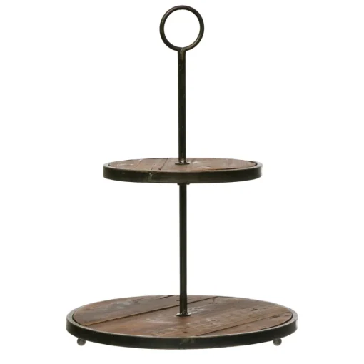 Metal and Wooden Tiered Tray