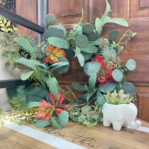 Mixed Succulent Wreath 6"