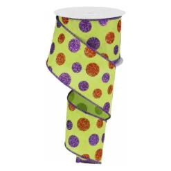 Multi Size Glitter Dots Ribbon, 2.5" X 10YD