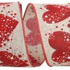 Natural Red Heart Sparkle Ribbon, 2.5" X 10YD