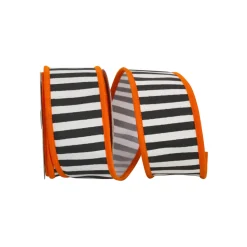 Orange Border Railroad Stripe Ribbon, 2.5" x 10YD