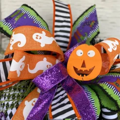 Orange Border Railroad Stripe Ribbon, 2.5