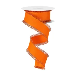 Orange Fuzzy Edge Ribbon, 1.5" X 10YD