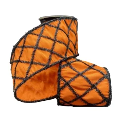 Orange with Diamond Tinsel Ribbon, 4" X 5YD