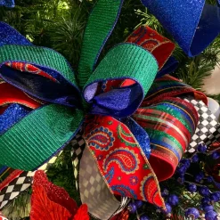 Paisley Velvet Jewel Tones Wired Ribbon, 4" X 10YD
