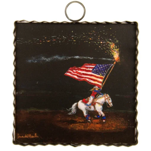 Patriotic Rodeo Cowgirl Mini Gallery Art