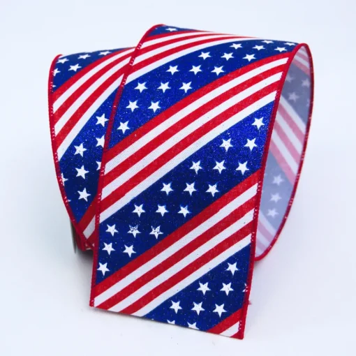 Patriotic Stars and Stripes Ribbon, 2.5" X 10YD