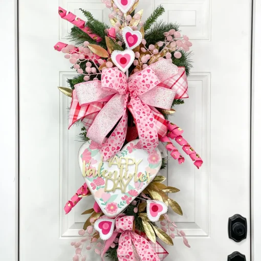 Pearl Trim Felt Heart Spray 24.5"
