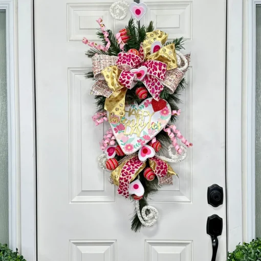 Pearl Trim Felt Heart Spray 24.5"