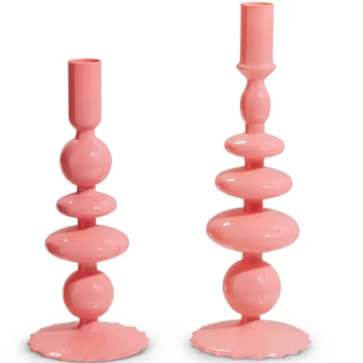 Pink Candle Sticks Set