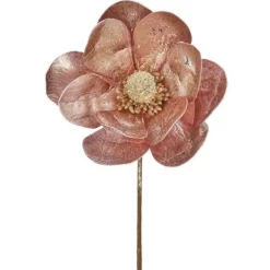 Pink Metallic Magnolia Stem, 24"