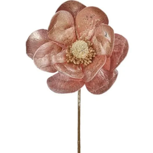 Pink Metallic Magnolia Stem, 24"