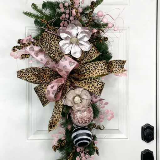 Pink Metallic Magnolia Stem, 24"