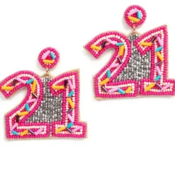 Pink 21st Birthday Sprinkle Earrings