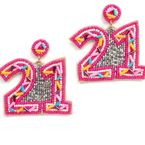 Pink 21st Birthday Sprinkle Earrings