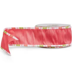 Pink with Striped Edge Wired Ribbon, 2.5" X 10YD
