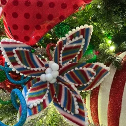 Playful Stripe Poinsettia Stem
