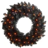 Pre-lit Black Tinsel Wreath