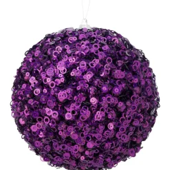 Purple Glamour Sequin Ball Ornament, 4.5"
