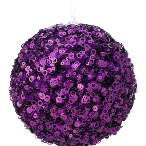 Purple Glamour Sequin Ball Ornament, 4.5"