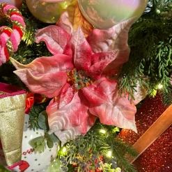 Real Touch Glittered Pink Poinsettia