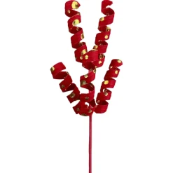Red and Gold Polka Dot Curly Pick