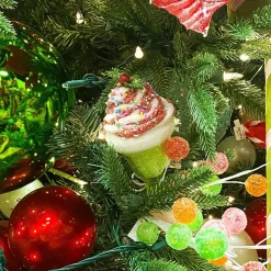 Red and Green Chenille Cupcake Pick