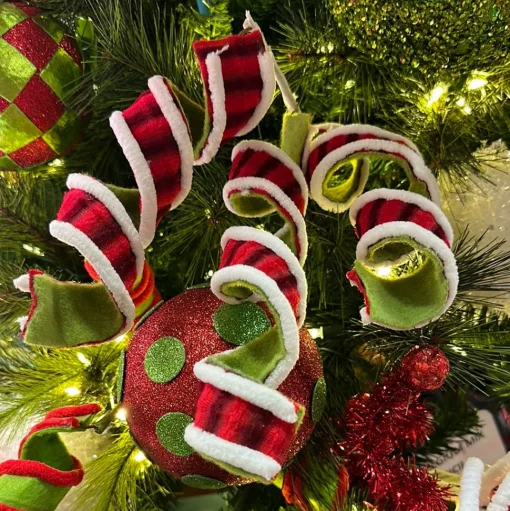 Red and Green Fabric Curly Spray