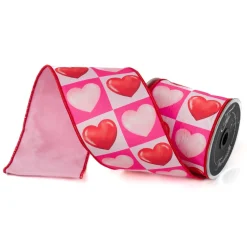 Red and Pink Candy Hearts Ribbon, 4" X 10YD