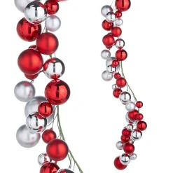 4' Red and Silver Ball Garland