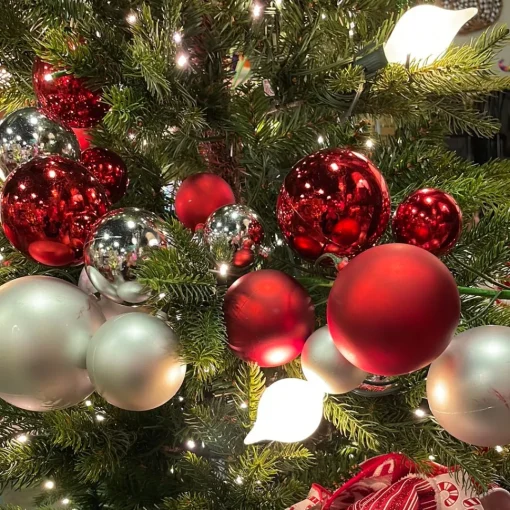 4' Red and Silver Ball Garland