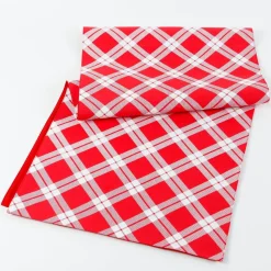 Red and White Diagonal Pattern Table Runner