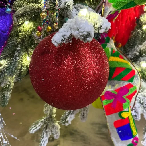 Red Glitter Ball Ornament, 6"