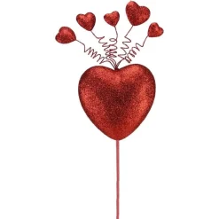 Red Glitter Heart with Springy Hearts HPick, 27.5"