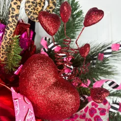 Red Glitter Heart with Springy Hearts HPick, 27.5
